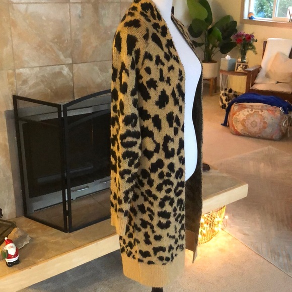 BP. XSmall Cheetah Print Long Cardigan - Picture 2 of 9